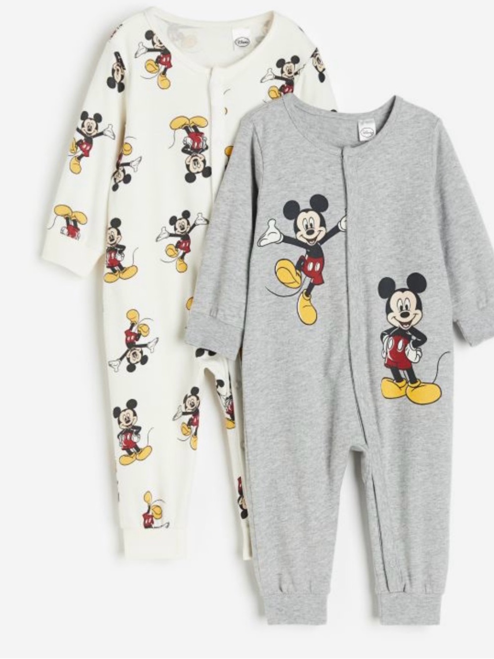 H&M Disney Baby Mickey M ,2-Pack PJ- Gray & Cream 2-4 M , 4-6 M and 6-9 M